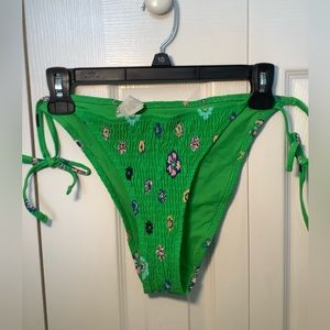 Aerie cheeky string green floral swim bottoms large